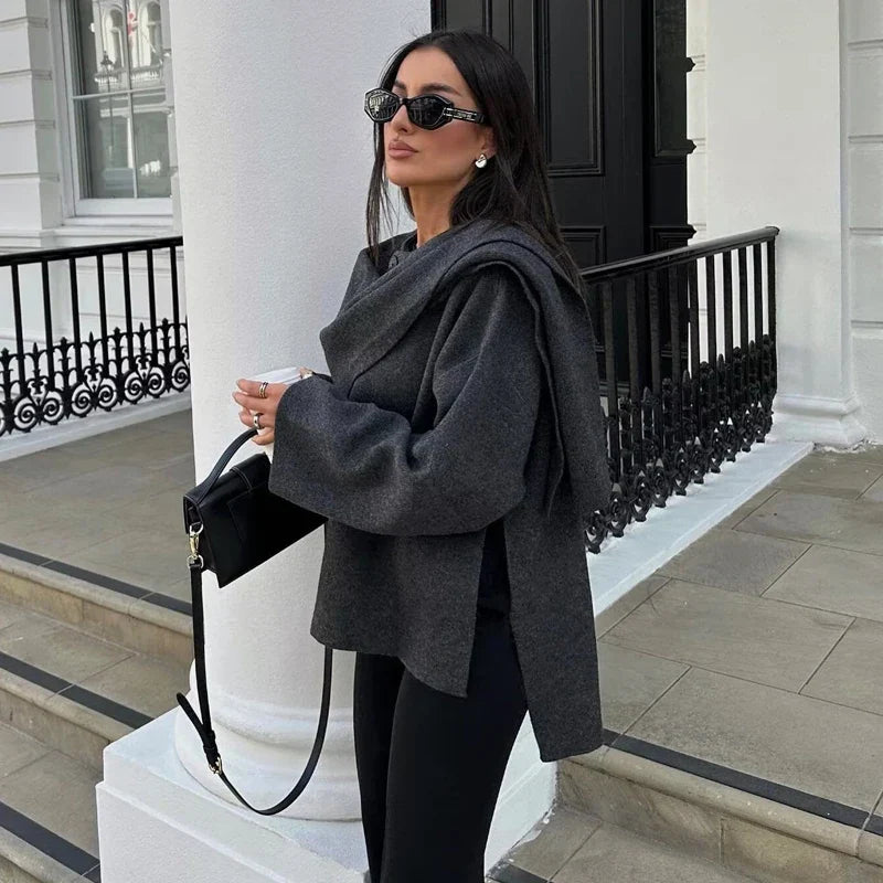 Casaco com Gola Assimétrica – Inverno com Estilo e Conforto