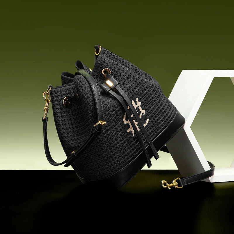 Bolsa CHCH Bucket – Estilo para Viagem, Alça de Ombro, Design em Tecido Splicing