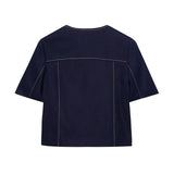 Conjunto Feminino – Blazer Curto com Botões Decorativos e Calça Reta Casual |