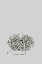 Bolsa clutch com enfeite de cristal