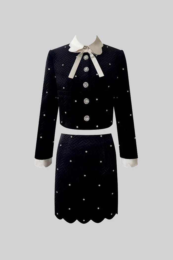 Conjunto Veludo com Detalhes Bordados